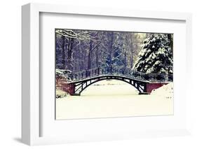 Winter Scene - Old Bridge in Winter Snowy Park-Gorilla-Framed Photographic Print