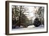 Winter Scene - Old Bridge in Winter Snowy Park-Gorilla-Framed Photographic Print