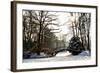 Winter Scene - Old Bridge in Winter Snowy Park-Gorilla-Framed Photographic Print