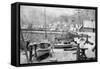 Winter Scene on the Harbor - Ketchikan, AK-Lantern Press-Framed Stretched Canvas