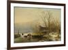 Winter Scene on the Ice with Wood Gatherers-Andreas Schelfhout-Framed Art Print