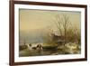 Winter Scene on the Ice with Wood Gatherers-Andreas Schelfhout-Framed Art Print