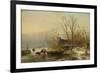 Winter Scene on the Ice with Wood Gatherers-Andreas Schelfhout-Framed Art Print