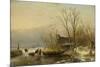 Winter Scene on the Ice with Wood Gatherers-Andreas Schelfhout-Mounted Art Print