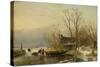 Winter Scene on the Ice with Wood Gatherers-Andreas Schelfhout-Stretched Canvas