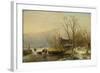 Winter Scene on the Ice with Wood Gatherers-Andreas Schelfhout-Framed Art Print