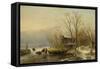 Winter Scene on the Ice with Wood Gatherers-Andreas Schelfhout-Framed Stretched Canvas