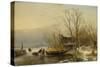 Winter Scene on the Ice with Wood Gatherers-Andreas Schelfhout-Stretched Canvas