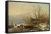 Winter Scene on the Ice with Wood Gatherers-Andreas Schelfhout-Framed Stretched Canvas