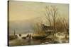 Winter Scene on the Ice with Wood Gatherers-Andreas Schelfhout-Stretched Canvas