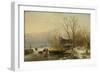 Winter Scene on the Ice with Wood Gatherers-Andreas Schelfhout-Framed Art Print