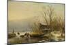 Winter Scene on the Ice with Wood Gatherers-Andreas Schelfhout-Mounted Art Print