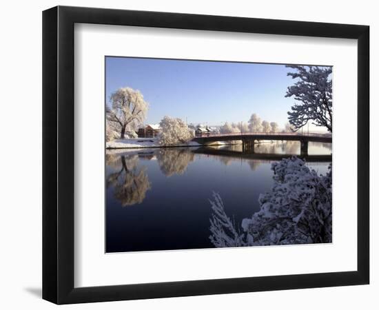 Winter Scene on the River Lagan Belfast, the Heaviest Snowfall in 18 Years, December 2000-null-Framed Photographic Print