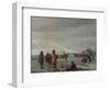 Winter Scene with a Group of Golfers on a Frozen River, C.1654-72 (Oil on Panel)-Adriaen van de Velde-Framed Giclee Print