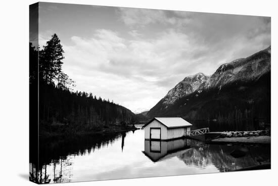 Winter Scene with Calm Water on Lake and Mountains-Sharon Wish-Stretched Canvas