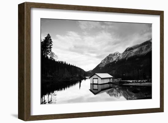 Winter Scene with Calm Water on Lake and Mountains-Sharon Wish-Framed Photographic Print