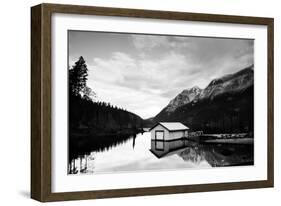 Winter Scene with Calm Water on Lake and Mountains-Sharon Wish-Framed Photographic Print