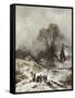 Winter Scene with Children Playing-Adolf Heinrich Lier-Framed Stretched Canvas