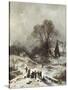 Winter Scene with Children Playing-Adolf Heinrich Lier-Stretched Canvas