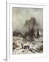 Winter Scene with Children Playing-Adolf Heinrich Lier-Framed Giclee Print