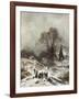 Winter Scene with Children Playing-Adolf Heinrich Lier-Framed Giclee Print