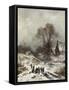 Winter Scene with Children Playing-Adolf Heinrich Lier-Framed Stretched Canvas