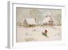 Winter Scene with Farmhouse/ Digital Watercolor-Sandra Cunningham-Framed Art Print