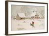 Winter Scene with Farmhouse/ Digital Watercolor-Sandra Cunningham-Framed Art Print