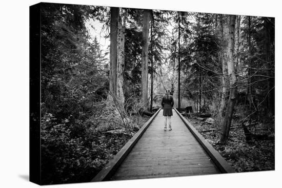 Winter Scene with Female Standing Alone in Woodland-Sharon Wish-Stretched Canvas