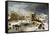 Winter Scene with Ice Skaters and Birds-Pieter Brueghel the Younger-Framed Stretched Canvas