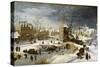 Winter Scene with Ice Skaters and Birds-Pieter Brueghel the Younger-Stretched Canvas