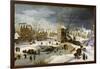 Winter Scene with Ice Skaters and Birds-Pieter Brueghel the Younger-Framed Art Print