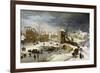 Winter Scene with Ice Skaters and Birds-Pieter Brueghel the Younger-Framed Premium Giclee Print