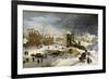 Winter Scene with Ice Skaters and Birds-Pieter Brueghel the Younger-Framed Premium Giclee Print