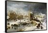 Winter Scene with Ice Skaters and Birds-Pieter Brueghel the Younger-Framed Stretched Canvas