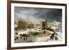 Winter Scene with Ice Skaters and Birds-Pieter Brueghel the Younger-Framed Premium Giclee Print