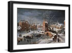 Winter Scene with Ice Skaters and Birds-Pieter Brueghel the Younger-Framed Giclee Print