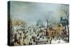 Winter Scene with Ice Skaters, C1608-Hendrick Avercamp-Stretched Canvas