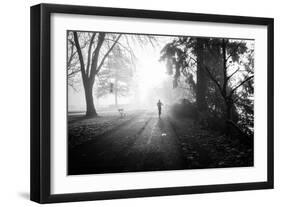 Winter Scene with Male Figure Jogging in Park-Sharon Wish-Framed Photographic Print