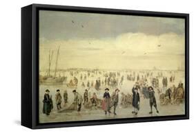 Winter Scene with Numerous Figures on the Ice, C.1600-31-Arent Arentsz-Framed Stretched Canvas
