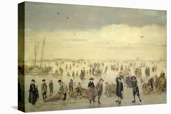 Winter Scene with Numerous Figures on the Ice, C.1600-31-Arent Arentsz-Stretched Canvas