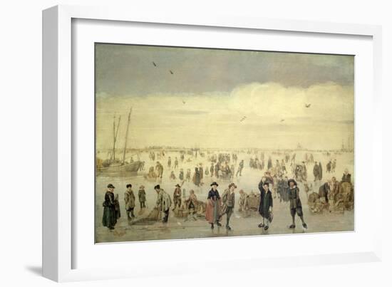 Winter Scene with Numerous Figures on the Ice, C.1600-31-Arent Arentsz-Framed Giclee Print