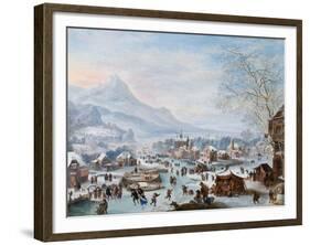 Winter Scene with Skaters-Jan Griffier-Framed Giclee Print