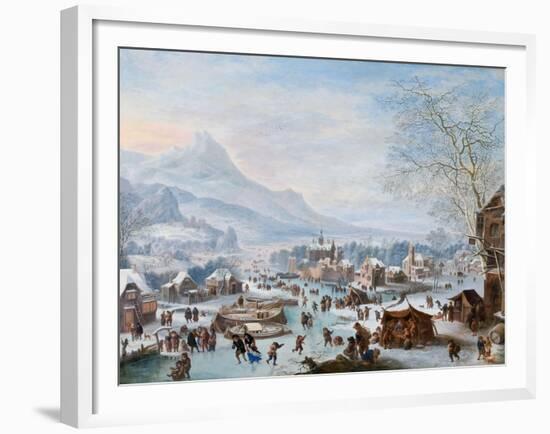 Winter Scene with Skaters-Jan Griffier-Framed Giclee Print