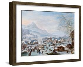 Winter Scene with Skaters-Jan Griffier-Framed Giclee Print