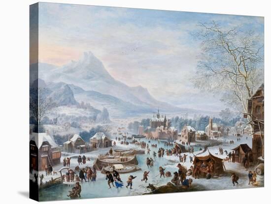 Winter Scene with Skaters-Jan Griffier-Stretched Canvas