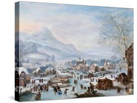 Winter Scene with Skaters-Jan Griffier-Stretched Canvas