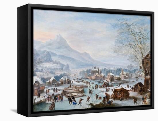 Winter Scene with Skaters-Jan Griffier-Framed Stretched Canvas