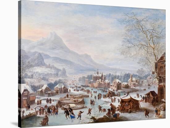 Winter Scene with Skaters-Jan The Elder Griffier-Stretched Canvas