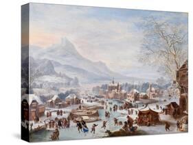 Winter Scene with Skaters-Jan The Elder Griffier-Stretched Canvas